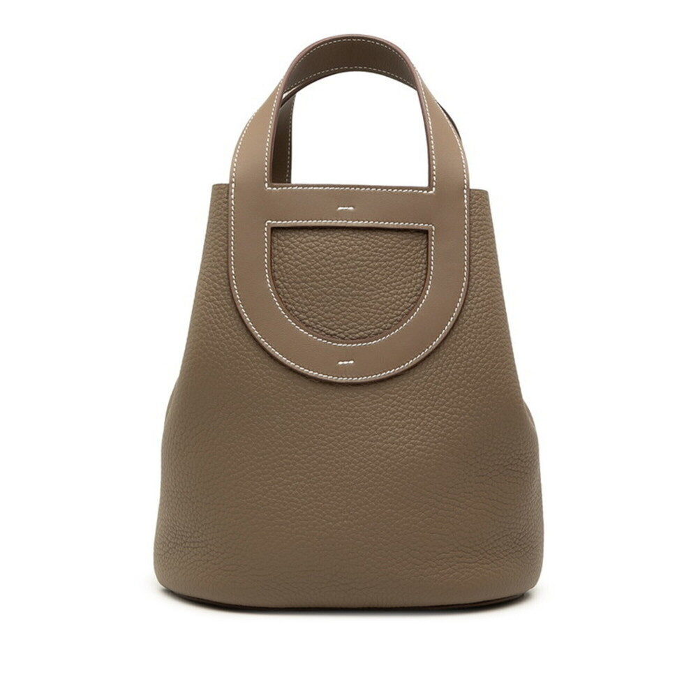 Hermes In the Loop 23 Handbag, Etoupe Beige, Gold Hardware, Taurillon Clemenc...